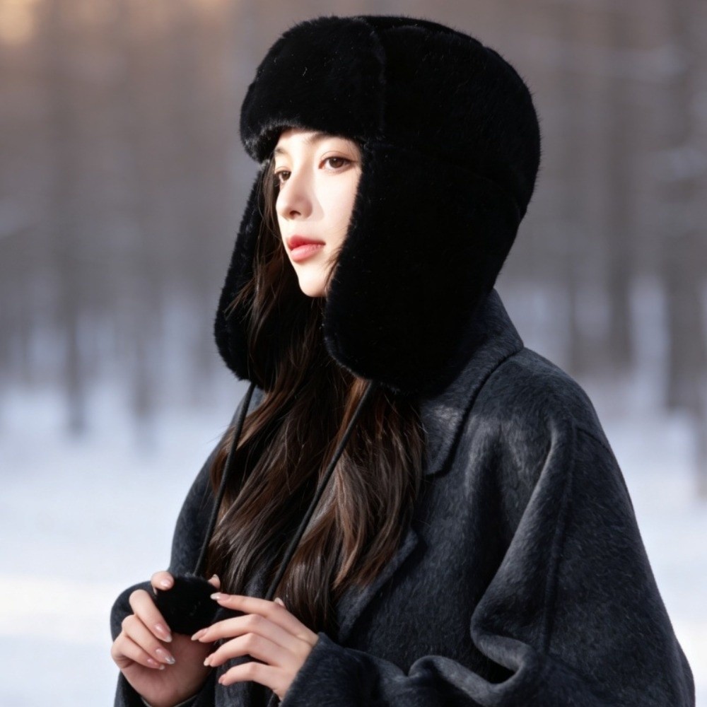 Winter Trapper Hat - 따뜻한 폴리에스터 트래퍼 이어플랩 모자 방풍